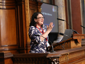 Liza Weinstein opening the keynote speech at Großer Festsaal