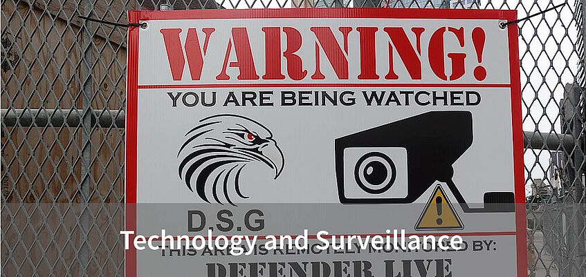 red surveillance warning sign