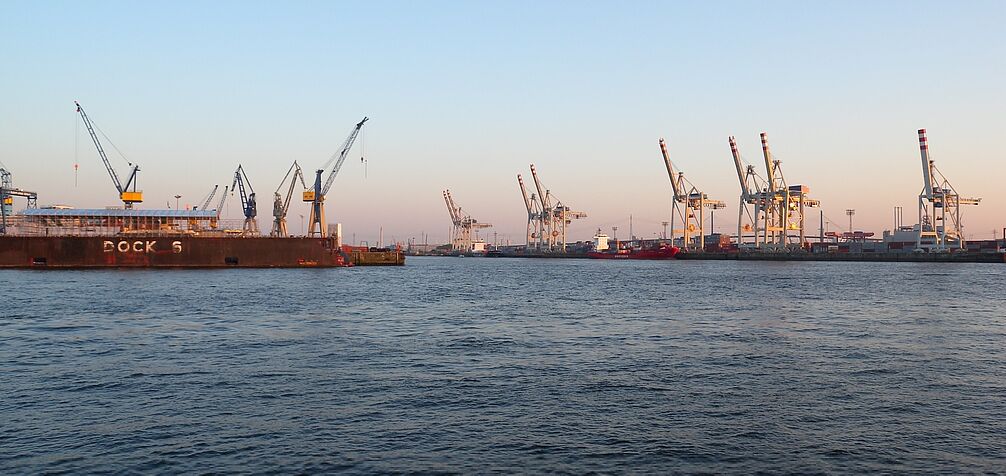 wide shot of industrial port