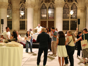 Conference participants at the townhall reception
